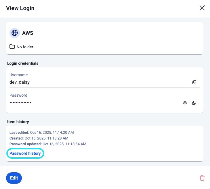 Password history on web