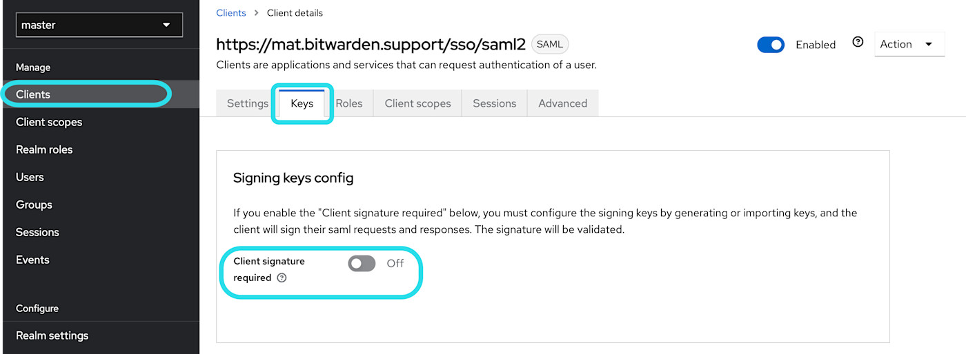 Keycloak Keys Config