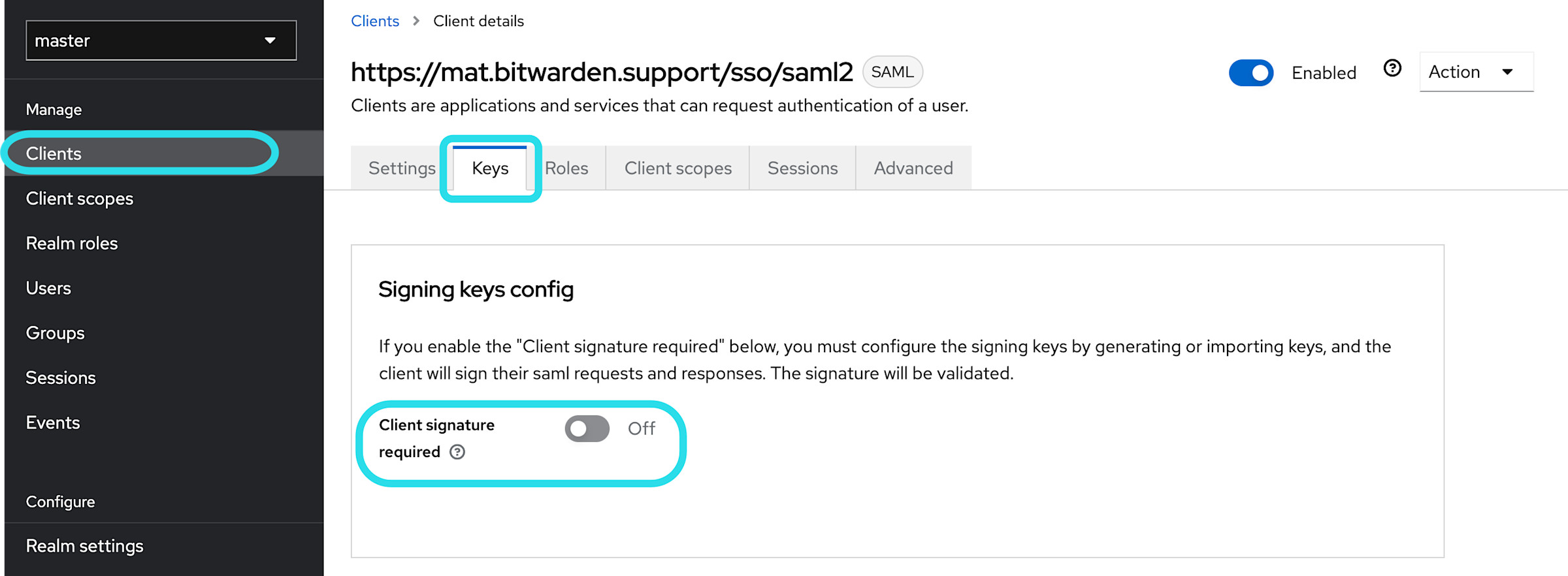 Keycloak Keys Config