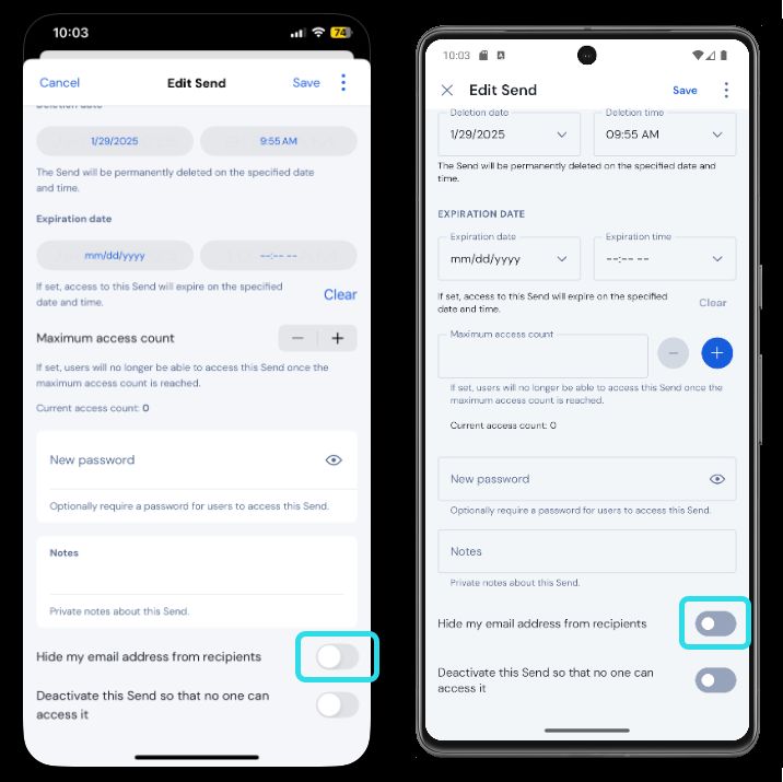 Desactivar desde una aplicación móvil 