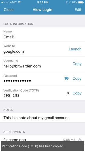 A TOTP verification code is manually copied to the clipboard from the iOS app