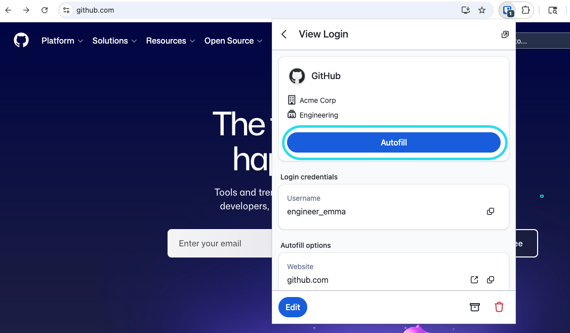 Autofill on View Login