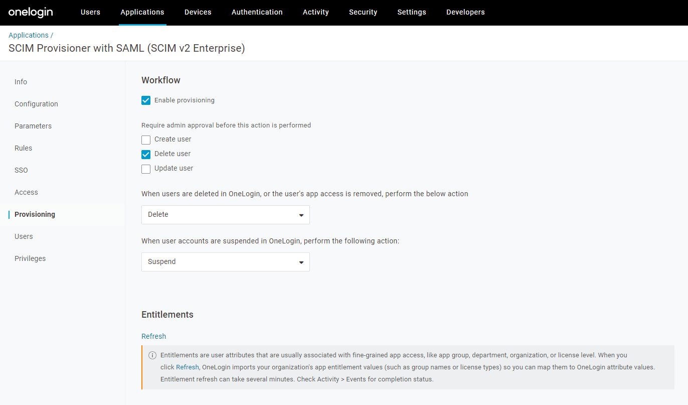 Provisioning Settings