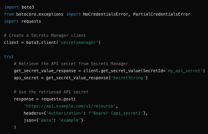 Leverage a secrets manager for optimal software supply chain security and avoid embedding secrets in code.