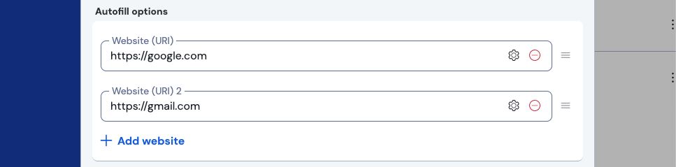 Website fields