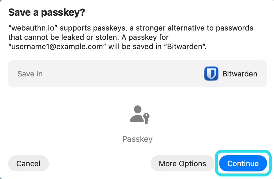 Create passkey in macOS desktop