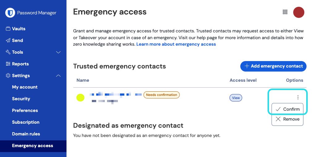 Confirm emergency contact