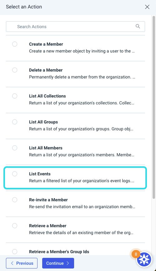 List Events Action