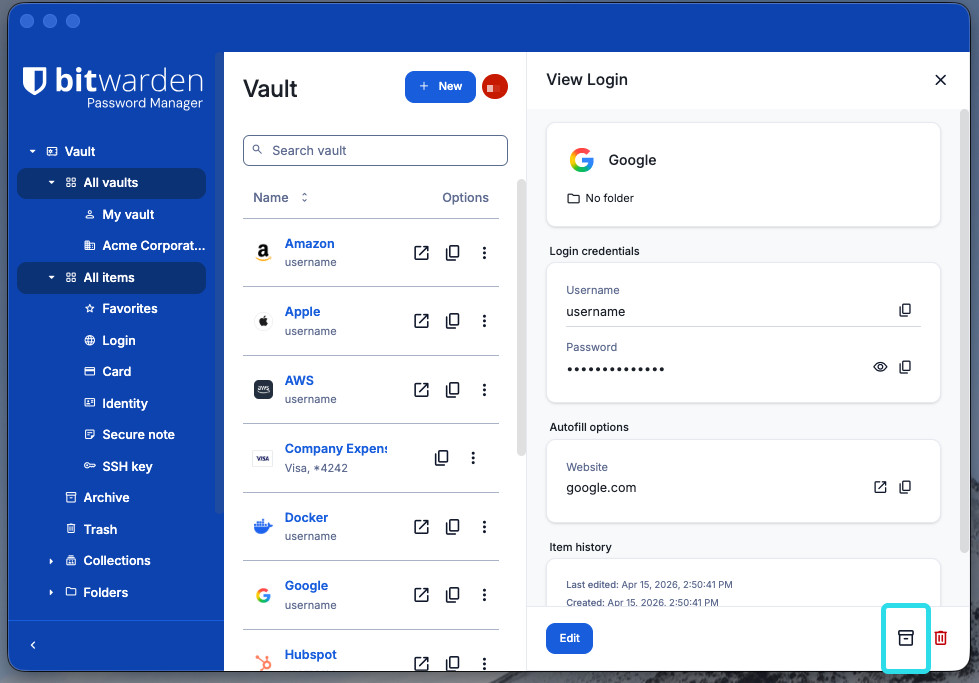 Archive with the desktop app