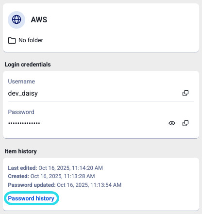 Password history on desktop