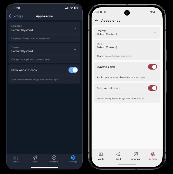 Change theme on mobile 