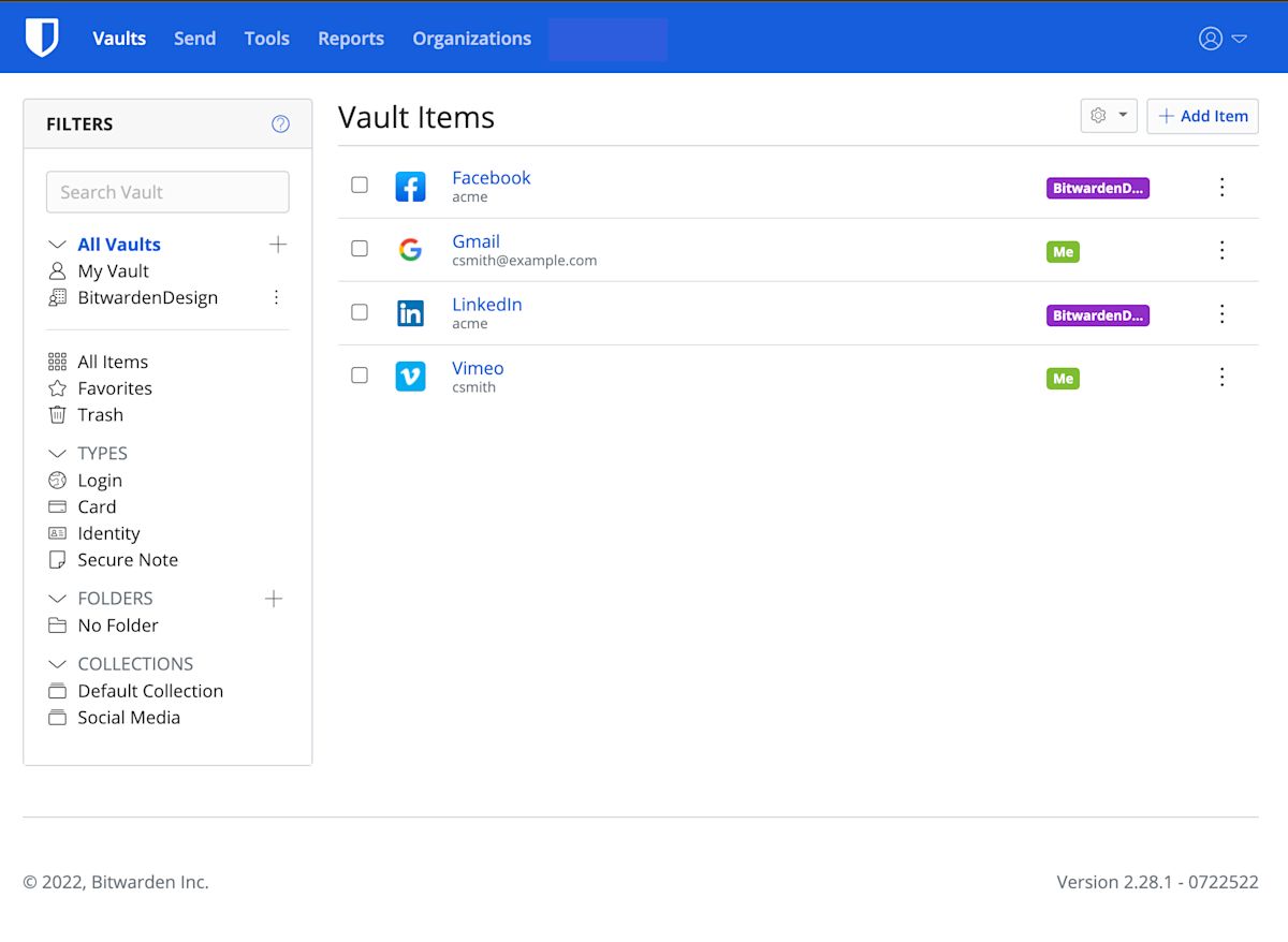 New combine vault view - Showing both Organization and Personal items