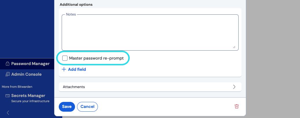 Master password re-prompt