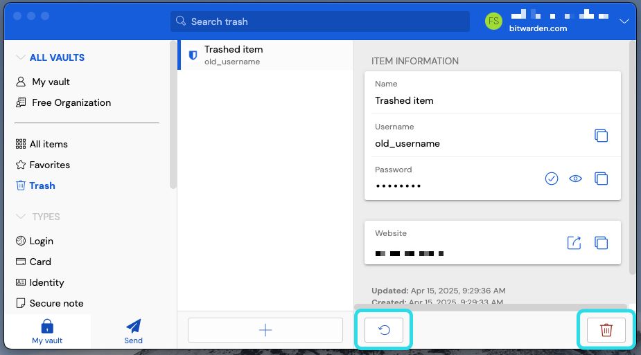 Trash in desktop apps