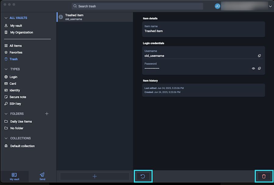 Trash in desktop apps