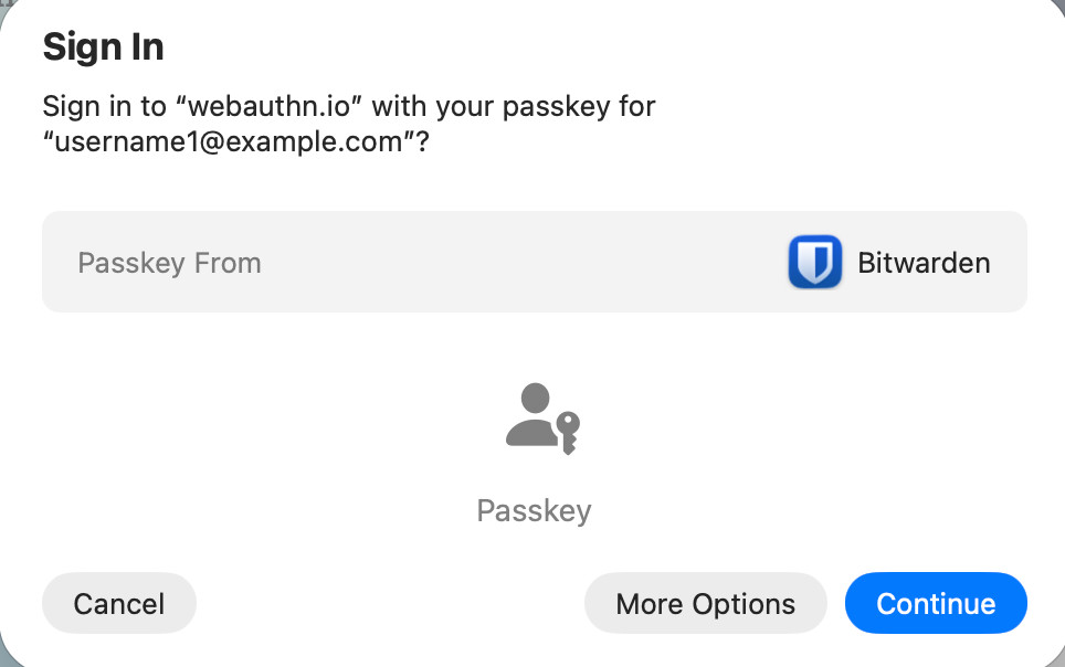 Sign in with passkey in macOS