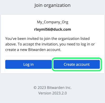 Créer un compte à partir de l'invitation de l'Org