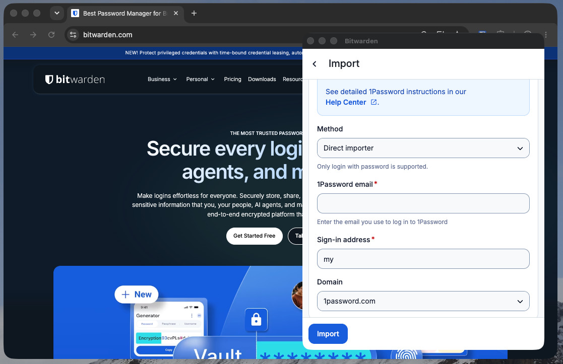Import directly from 1Password